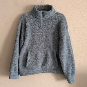 American Eagle Mens XS Dusty Blue Sherpa Fleece Quarter Zip Pullover 3742719992